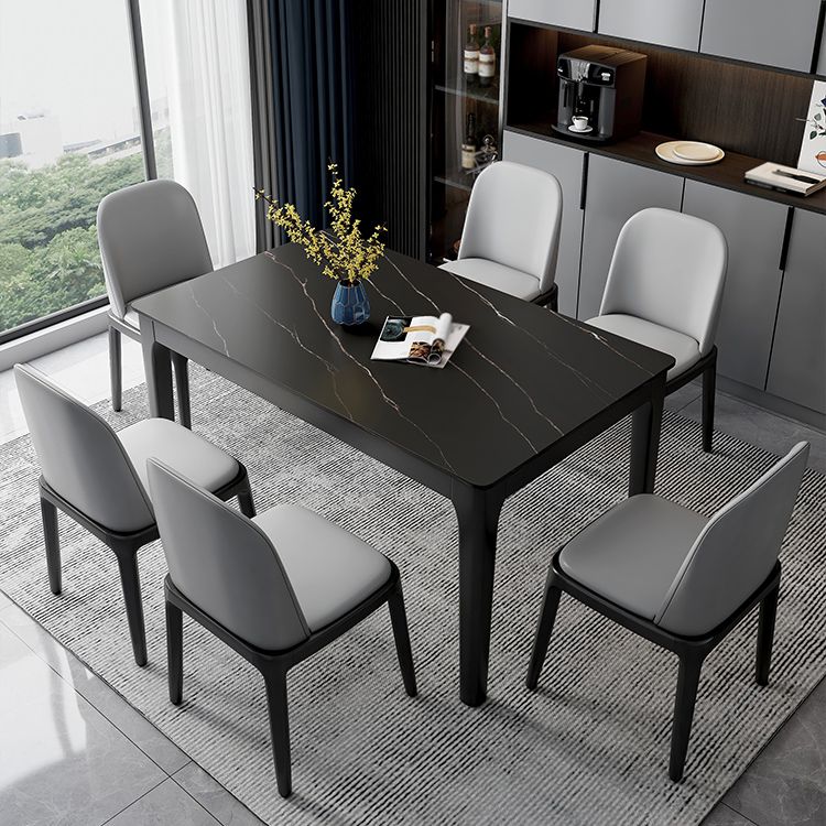 Sintered Stone Two-Color Dining Table Mid-Century 4 Legs Table for Dining Room Clearhalo ' dining_table' 'Dining Tables & Seating' 'Dining Tables' 'furn' 'furn_dining_table' 'Furniture' 'furniture_dining_table' 'Kitchen & Dining Furniture' 'kitchen&dining_furn' 'kitchen' 'kitchen_dining_table' 1200x1200_3ecb6ae2-b83f-4006-9048-efbee84352d5
