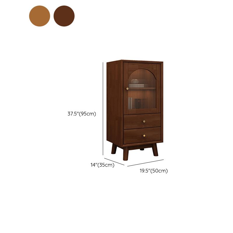 Rubberwood Accent Cabinet Modern Glass Paned Cabinet with Drawers Clearhalo 'Cabinets & Chests' 'cabinets_chests' 'furn' 'furn_cabinets_chests' 'Furniture' 'Living Room Furniture' 1200x1200_3ecc6665-27fc-4ad2-8852-1aba481cc7b9