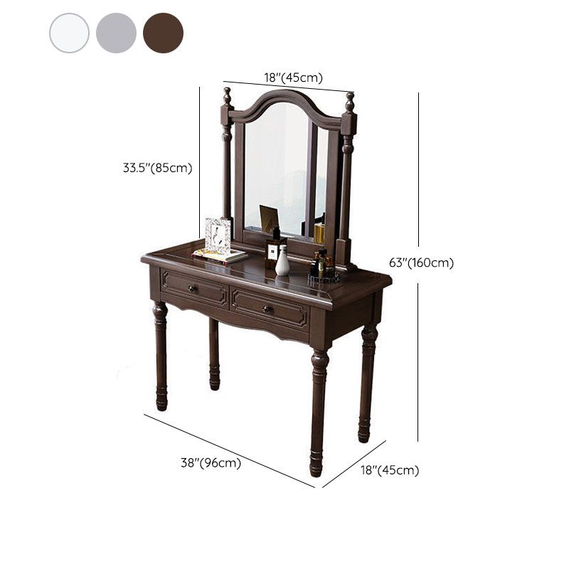 Victorian Dressing Table with 2-Drawers and Mirror Make-up Vanity