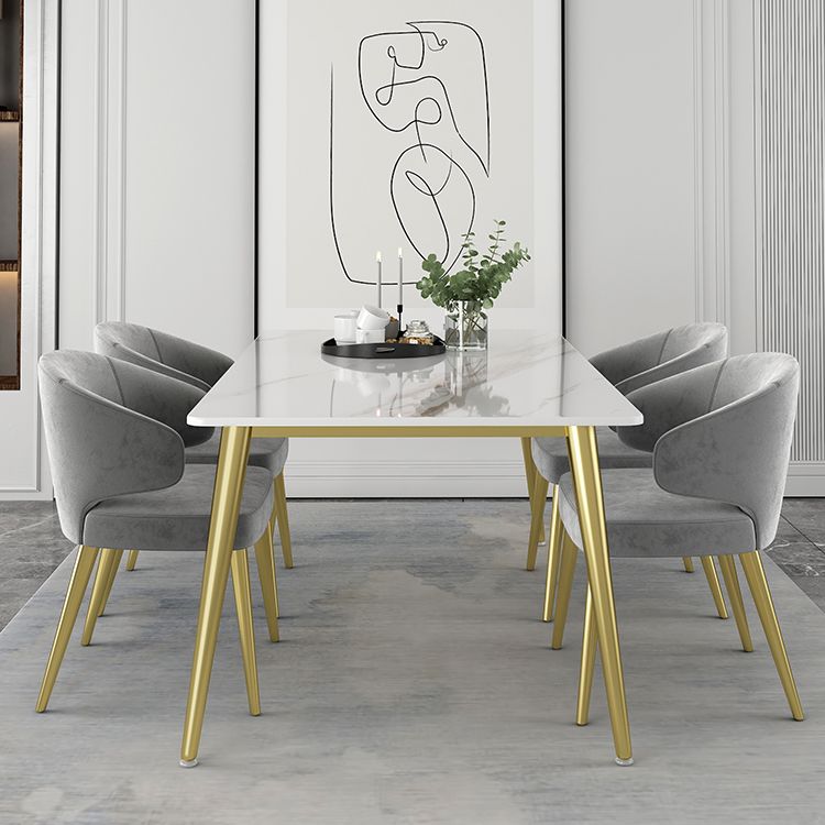 Modern Rectangle Dining Set 1/2/5 Pieces Stone Top Indoor Dinette Set with Gold Base Clearhalo 'Dining Room Sets' 'Dining Tables & Seating' 'dining_room_set' 'furn' 'furn_dining_room_set' 'Furniture' 'Kitchen & Dining Furniture' 1200x1200_3ece5a34-7426-4e37-b321-0a197c31a2f1