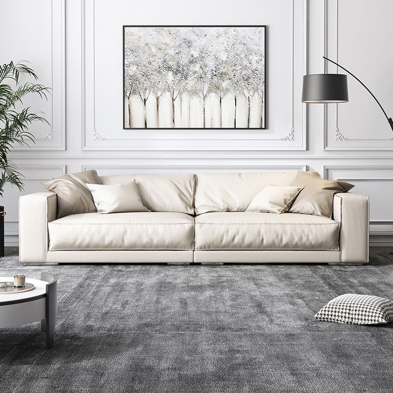 Bras carré ivoire canapé sectionnel coussin arrière en faux cuir sectionnel contemporain