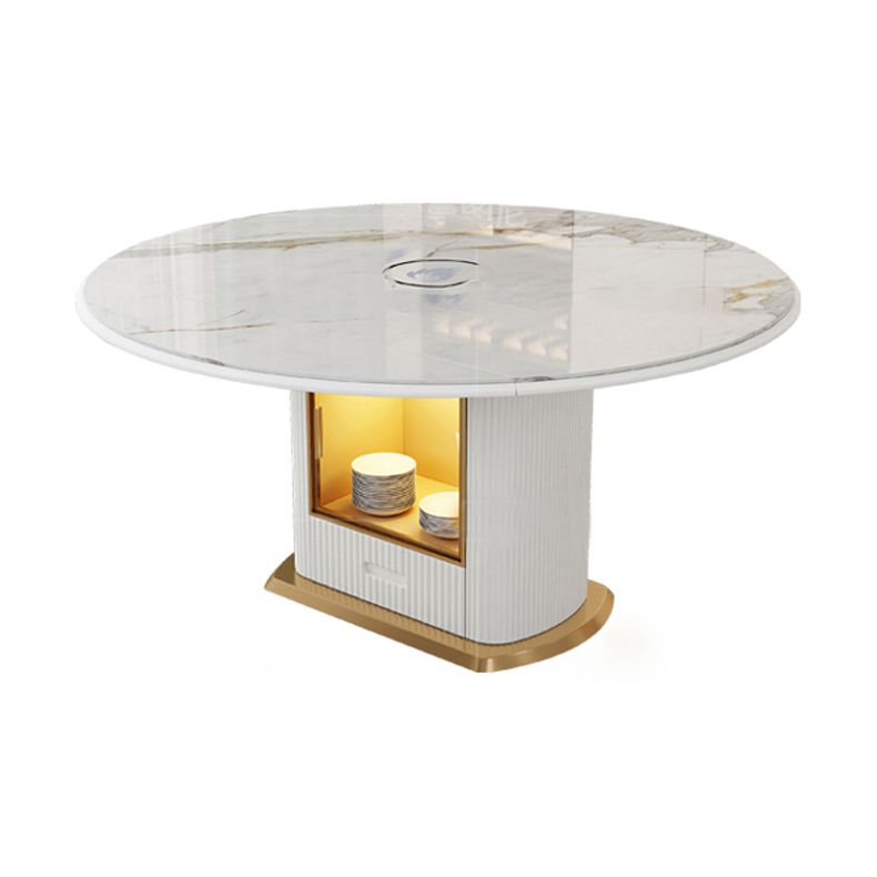 Round Pedestal Dinette Table Traditional Luxury Dining Room Table with Draswer Clearhalo ' dining_table' 'Dining Tables & Seating' 'Dining Tables' 'furn' 'furn_dining_table' 'Furniture' 'furniture_dining_table' 'Kitchen & Dining Furniture' 'kitchen&dining_furn' 'kitchen' 'kitchen_dining_table' 1200x1200_3eced05f-634b-4d8b-a886-d81186380dc6