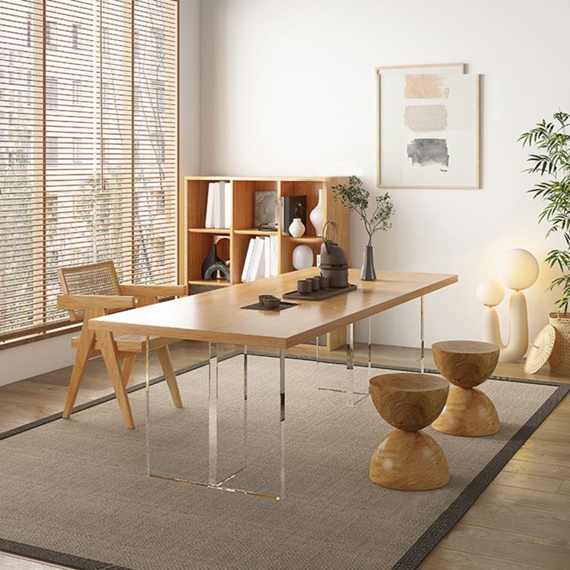 Modern Dining Wood Table Dining Rectangle Table with Plastic Legs Clearhalo 'Dining Tables & Seating' 'Dining Tables' 'dining_table' 'furn' 'furn_dining_table' 'Furniture' 'Kitchen & Dining Furniture' 1200x1200_3ecfa11a-4e8e-48eb-8aa3-c49c7b0fda01