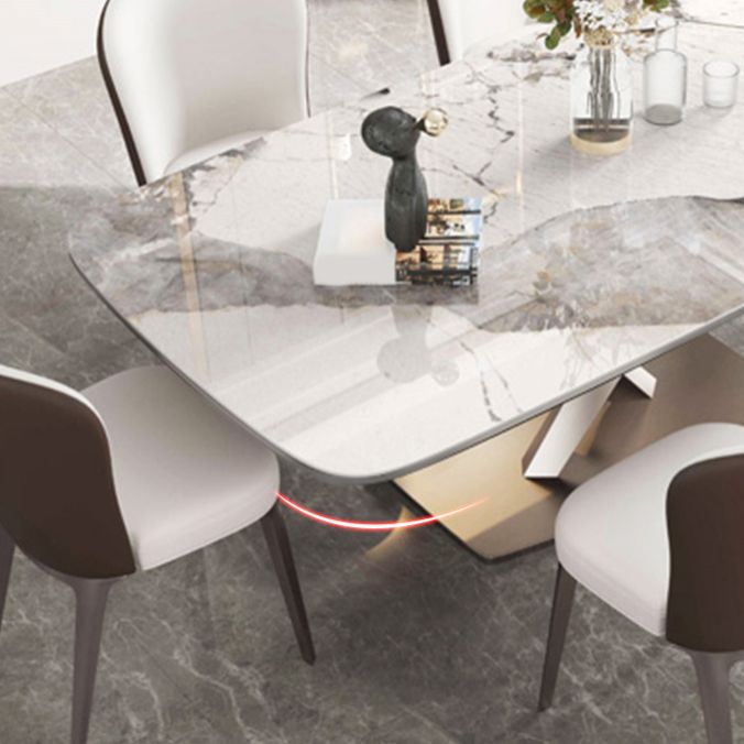 Set da pranzo moderno in metallo Set tavolo da pranzo rettangolare da 1/2/5/7 pezzi
