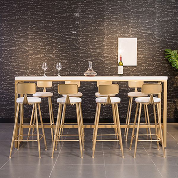 Glam White Metal Counter Table with Rectangle Table Top Gold Trestle Table - 43" H Clearhalo 'Bar Furniture' 'Bar Tables' 'bar_tables' 'furn' 'furn_bar_tables' 'Furniture' 'furniture_bar_tables' 'Kitchen & Dining Furniture' 1200x1200_3ed22ed5-5479-4d9d-aef1-a9f58edaef2d