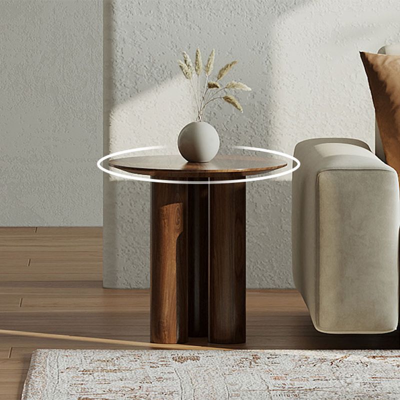 Rustic Side End Snack Table Brown Living Room Round 3 Legs Corner Table