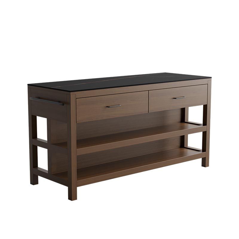 Table îlot de cuisine stationnaire moderne Table de l'îlot de cuisine en pierre fringale avec tiroir