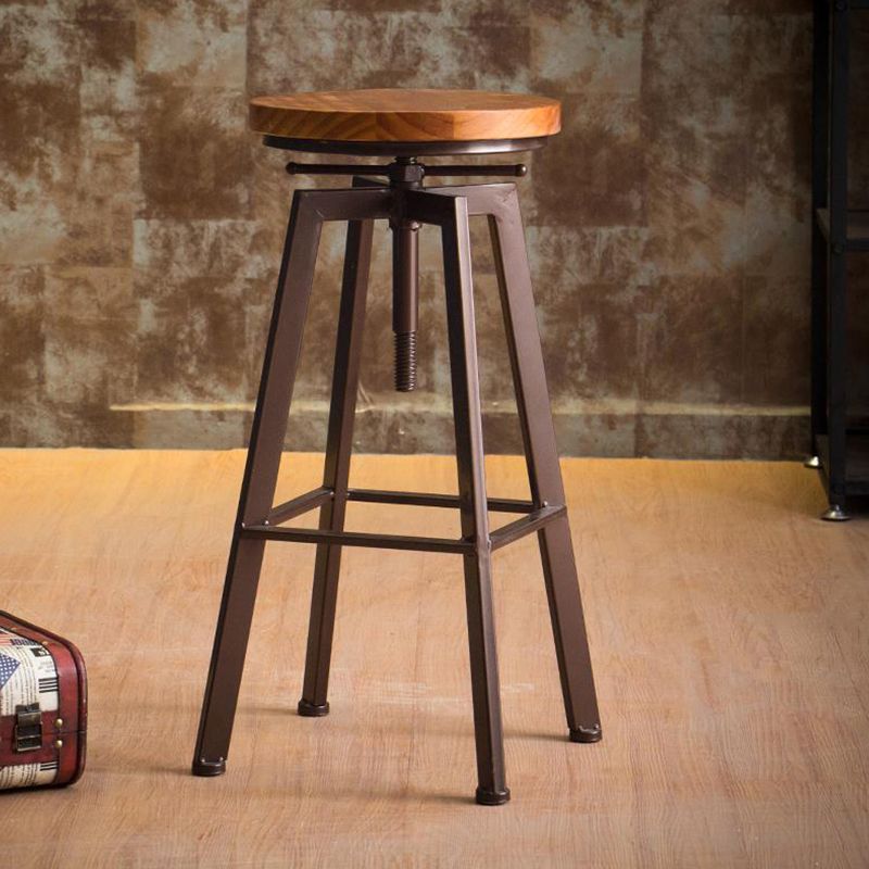 Industrial Elevatable Backless Counter Stool Iron Bar Stool with Pedal for Bar Clearhalo 'Bar Furniture' 'Bar Stools' 'bar_stools' 'furn' 'furn_bar_stools' 'Furniture' 'Kitchen & Dining Furniture' 1200x1200_3ed3e145-cd25-4a7a-ba8f-3c89b9a76e23