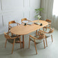Solid Wood Contemporary Oval Table Pine Wood Top Table with Sled Base