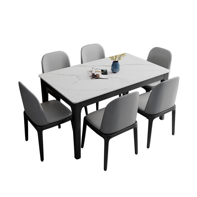 Rectangle Stone Top Dining Table Contemporary Dining Table with 4 Wood Legs Clearhalo ' dining_table' 'Dining Tables & Seating' 'Dining Tables' 'furn' 'furn_dining_table' 'Furniture' 'furniture_dining_table' 'Kitchen & Dining Furniture' 'kitchen&dining_furn' 'kitchen' 'kitchen_dining_table' 1200x1200_3ed4c8ee-0bfa-4436-ba9a-46475dea7696