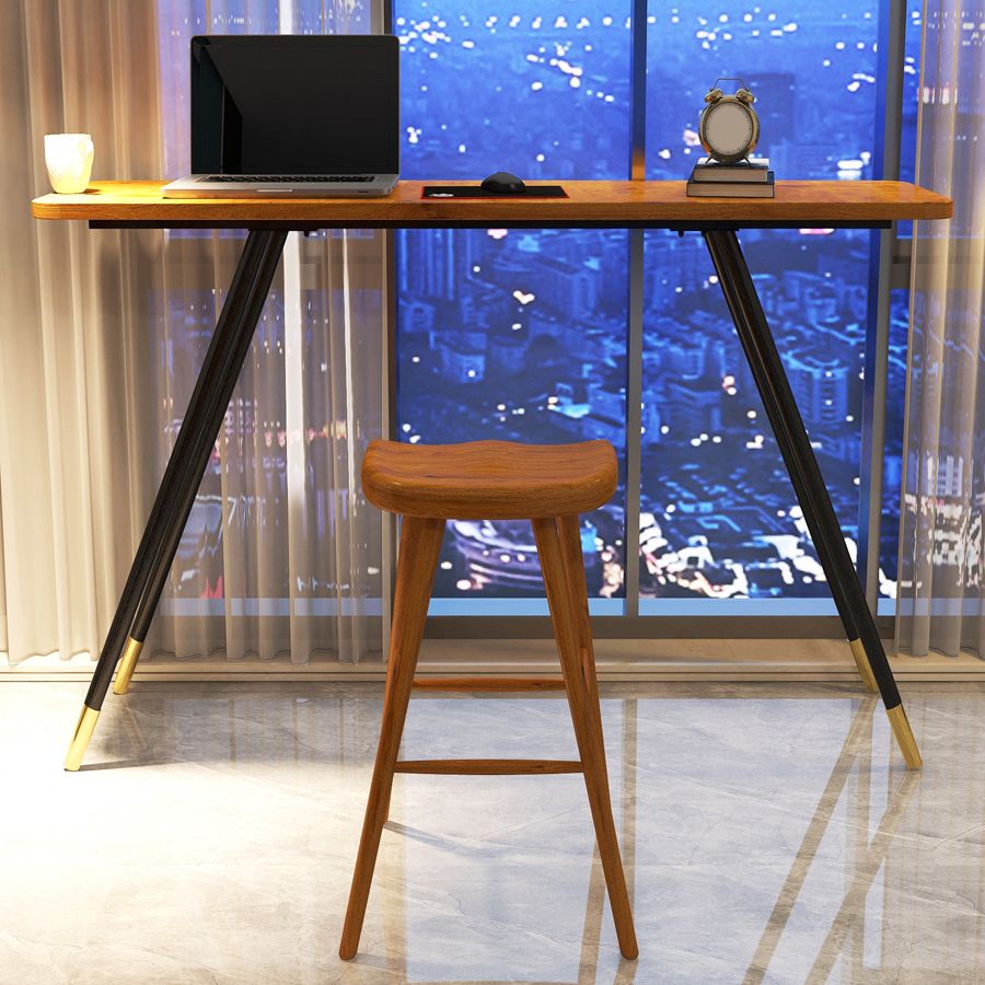Juego de mesa de bar rectangular Glam, juego de mesa de bar de madera marrón de 1/2 piezas