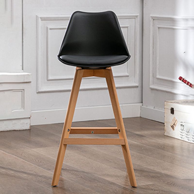 Contemporary Backrest Bar Stool Leather Wood 4 Legs Bar Stool , 1 Piece Clearhalo 'Bar Furniture' 'Bar Stools' 'bar_stools' 'furn' 'furn_bar_stools' 'furniture_bar_stools' 'Kitchen & Dining Furniture' 'kitchen&dining_furn' 'kitchen' 'kitchen_furn' Furniture' 1200x1200_3ed7dfe6-31bf-46e7-99ff-0147584c34fe