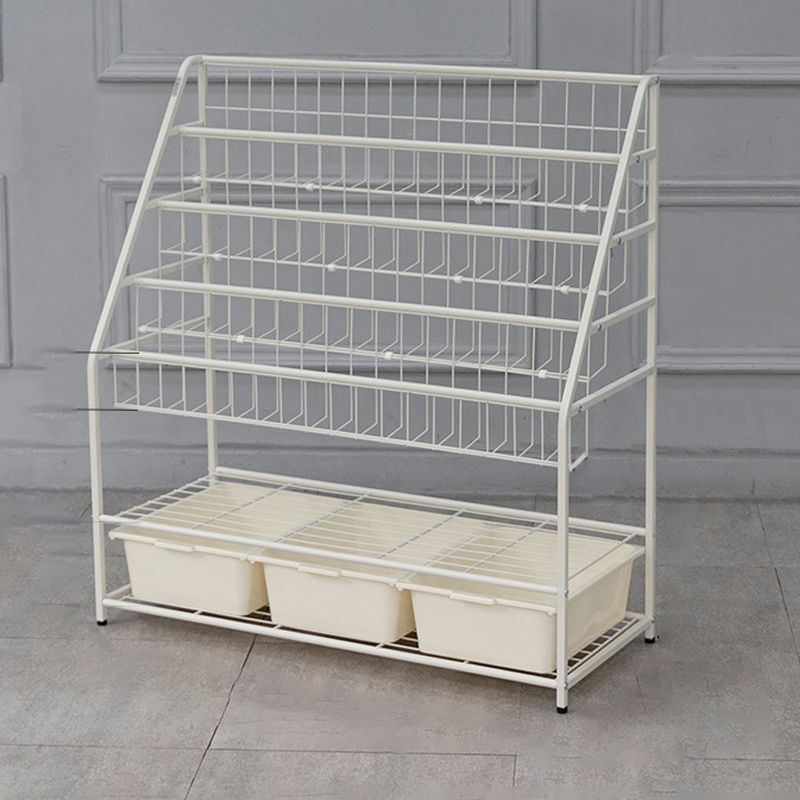 Pure White Shelf Bookcase Metal 6 Shelves Bookcase 37.8" H x 14.6" W