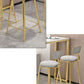 Round Upholstered Dining Stool Low Back Bar Stool with Gold Metal Base