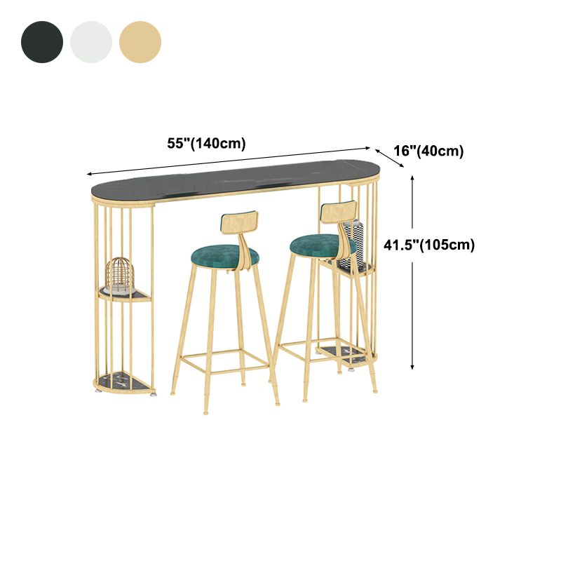 Glam Iron Bar Table Faux Marble Oval Top 41.3"H Bistro Table with Storage Clearhalo 'Bar Furniture' 'Bar Tables' 'bar_tables' 'furn' 'furn_bar_tables' 'Furniture' 'furniture_bar_tables' 'Kitchen & Dining Furniture' 'kitchen&dining_furn' 'kitchen' 1200x1200_3edf2f85-4191-4aa3-827b-88ab825e4dde
