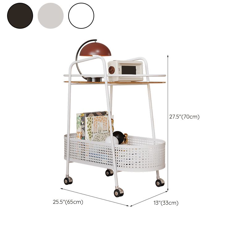 25.6" Wide Metal & Glass Side Table Elliptical Sofa Side Accent Table with Casters Clearhalo 'Coffee & Accent Tables' 'End & Side Tables' 'end_side_tables' 'furn' 'furn_end_side_tables' 'Furniture' 'Living Room Furniture' 1200x1200_3edfeccc-bb1f-4e59-8c67-2e34bf7fefb4