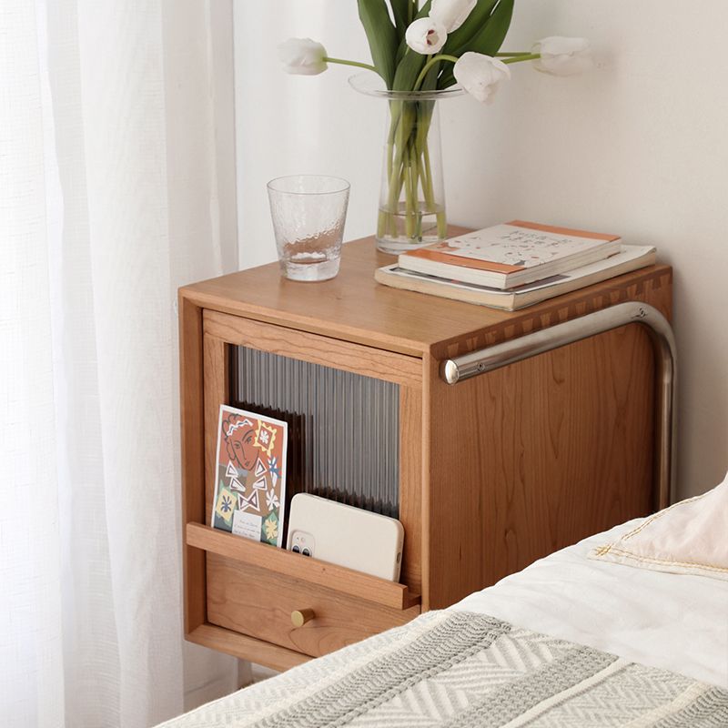 2 cajones de madera sólida Moderna noche de almacenamiento Cajón de almacenamiento Noche en natural