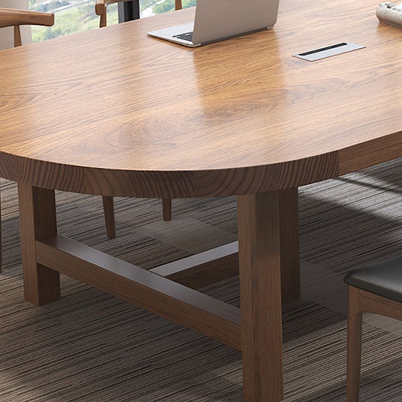 Moderne stijl ovaal dennen kantoor bureau houten benen schrijven bureau voor kantoor