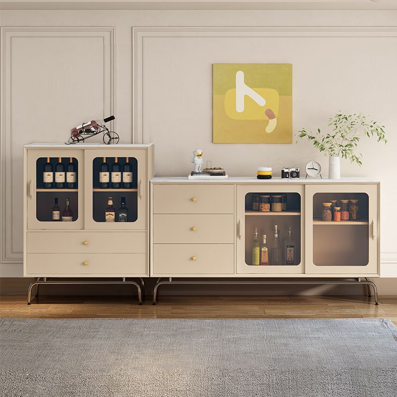 Server a buffet di pietra per tavolino a buffet contemporanei con cassetti per sala da pranzo