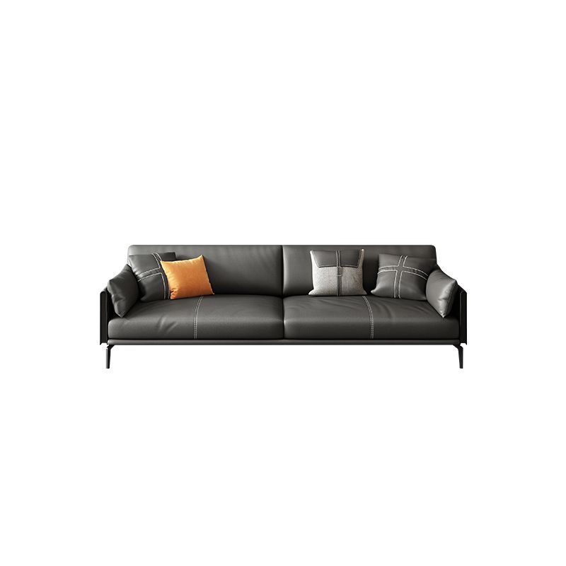 Contemporary Genuine Leather Square Arm Sofa Standard Sofa for Living Room Clearhalo 'furn' 'furn_sofas' 'Furniture' 'furniture_sofas' 'Living Room Furniture' 'Sofa' 'sofas' 1200x1200_3eec1949-9f6a-4d0a-846d-b6b6eb0a4957