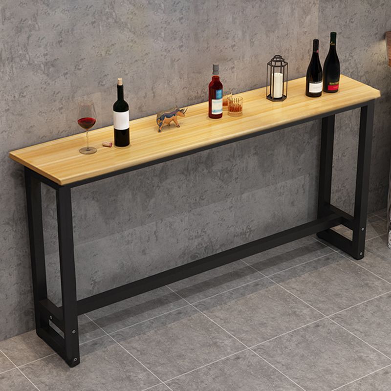 Indoor Modern Rectangle Trestle Bar Dining Table in Metal and Wood Clearhalo 'Bar Furniture' 'Bar Tables' 'bar_tables' 'furn' 'furn_bar_tables' 'Furniture' 'Kitchen & Dining Furniture' 1200x1200_3eec93dd-9fe9-4aef-b745-2945c52eb891