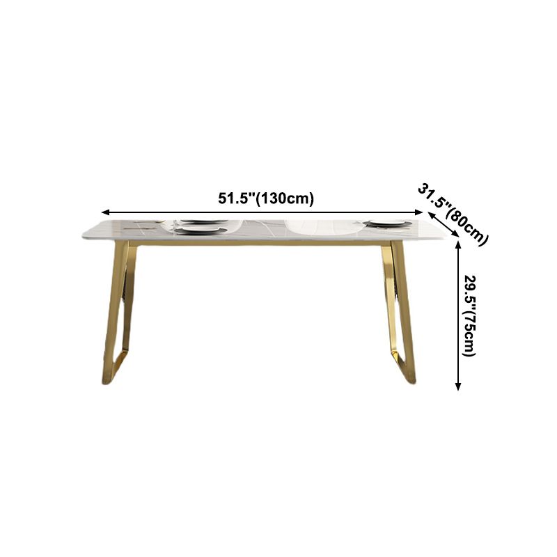Traditional Luxury Rectangle Dining Table White Sintered Stone Table with Gold Double Pedestal Clearhalo ' dining_table' 'Dining Tables & Seating' 'Dining Tables' 'furn' 'furn_dining_table' 'Furniture' 'furniture_dining_table' 'Kitchen & Dining Furniture' 'kitchen&dining_furn' 'kitchen' 'kitchen_dining_table' 1200x1200_3eed2f12-75eb-49cd-a9e0-dd9ada9127e6