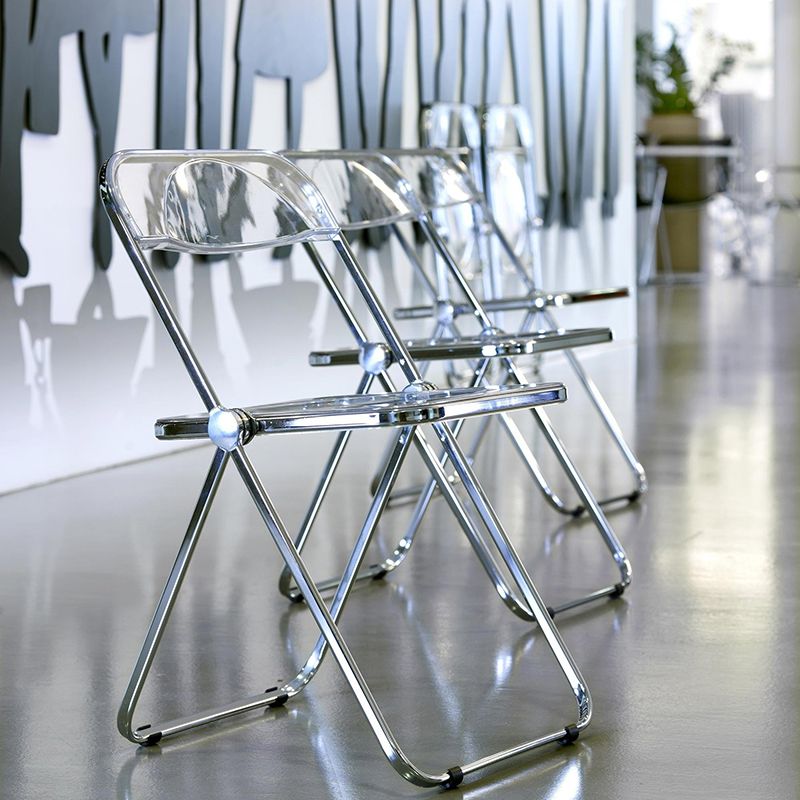 Moderne faltbare Rückenlehne Acrylstuhl mit Metallbeinen für Esszimmer