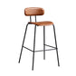 Matte Finish Leather Barstool Nordic Style Coffee Shop Low Back Stool
