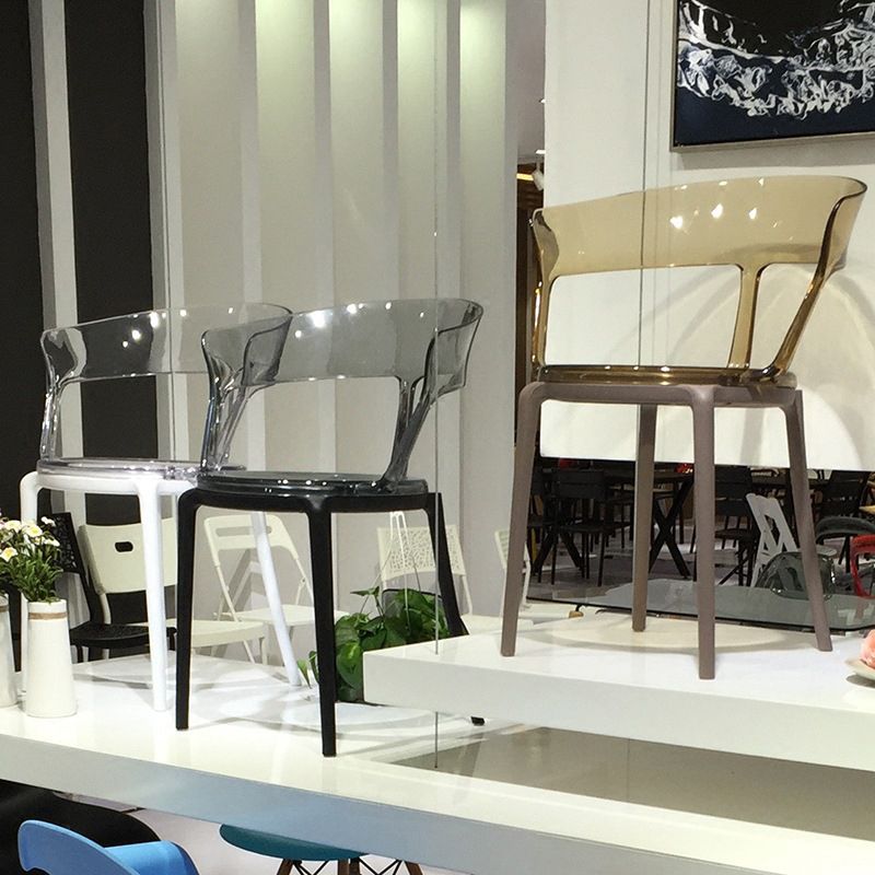 Contemporary Plastic Restaurant Side Chair Clear Open Back Dining Chair Clearhalo ' kitchen&dining_furn' 'Dining Chairs' 'Dining Tables & Seating' 'dining_chair' 'furn' 'furn_dining_chair' 'Furniture' 'furniture_dining_chair' 'Kitchen & Dining Furniture' 'kitchen' 1200x1200_3ef4762b-6a5b-4b62-9c2f-326fdf871f24