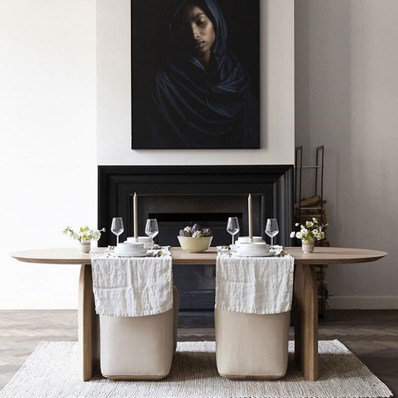 Two Wood Base Dining Table Modern Solid Wood Oval Dining Table for Living Room Clearhalo 'Dining Tables & Seating' 'Dining Tables' 'dining_table' 'furn' 'furn_dining_table' 'Furniture' 'furniture_dining_table' 'Kitchen & Dining Furniture' 1200x1200_3ef5e2a6-4f37-49f3-88c5-3d527949cee8