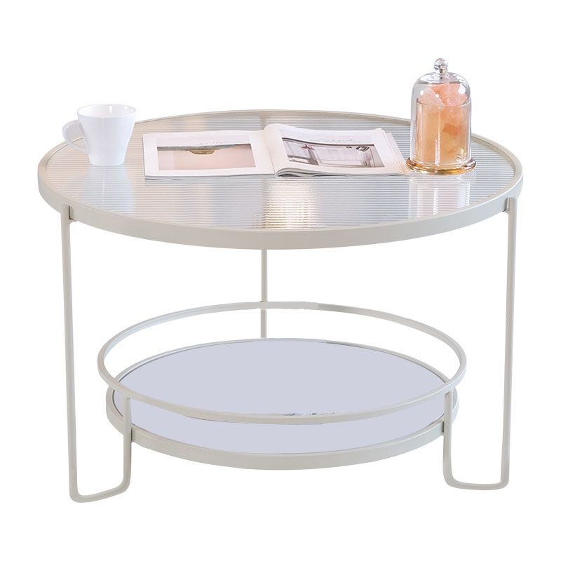Modern Glass Top Coffee Table Round Metal Frame Cocktail Table Clearhalo 'Coffee & Accent Tables' 'Coffee Tables' 'coffee_tables' 'furn' 'furn_coffee_tables' 'Furniture' 'Living Room Furniture' 1200x1200_3ef62e00-53be-418c-9418-7e1cac4c3633