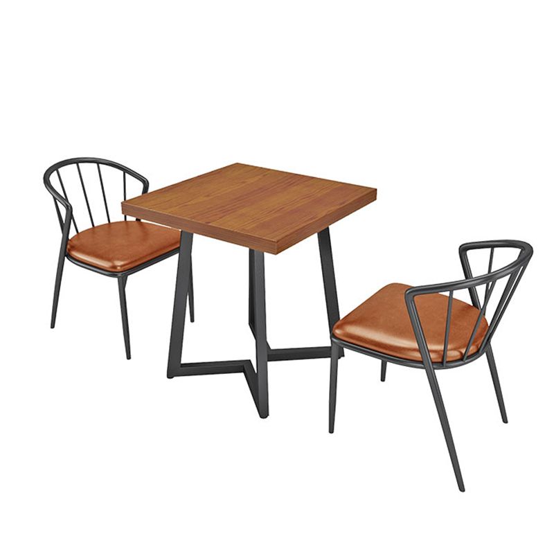 Juego de comedor industrial 1/3/5 PCS Mesa de comedor de madera maciza con sillas tapizadas
