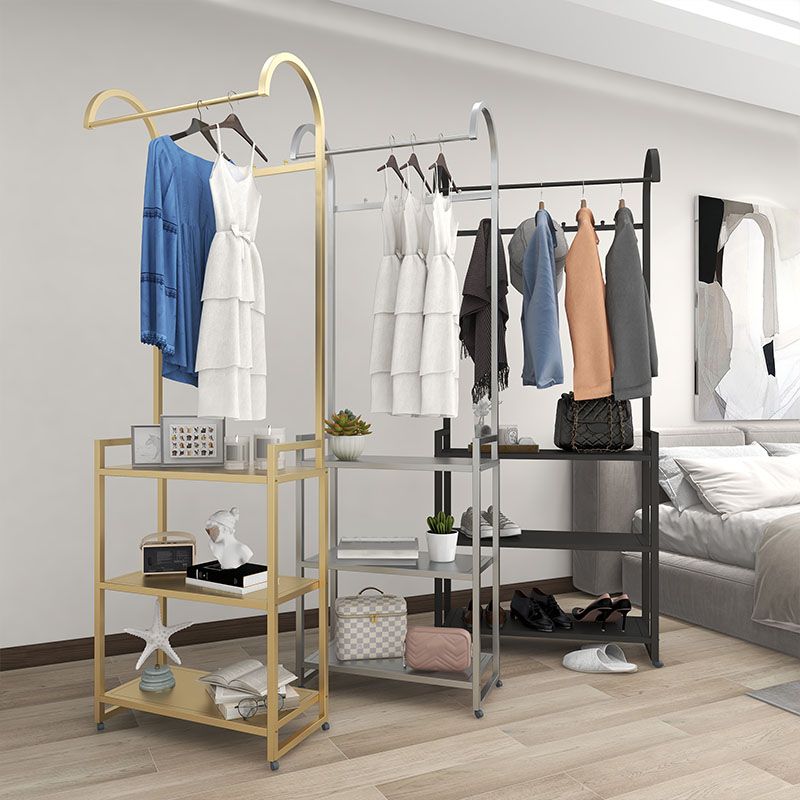 Luxurious Metallic Coat Hanger Free Standing Multicapa Estantes de diseño de la reverencia