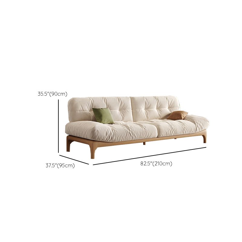 Scandinavian Settee Living Room White Tufted Armless Standard Seating