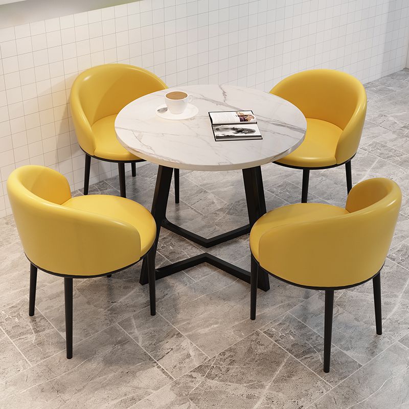5 Piece Round Shape Contemporary Dining Room Chair and Table Set