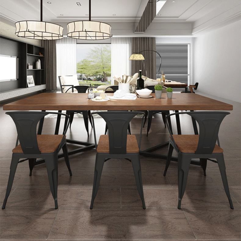 Juego de mesa de madera rectangular industrial 1/2/7 piezas de comedor para cocina