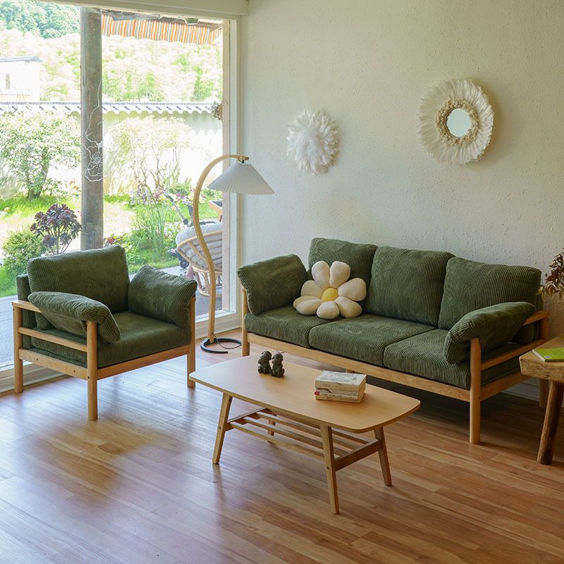 Tropical 3 Seater Corduroy Sofa 33.46" Wide Pillow Top Arm Sofa Clearhalo 'furn' 'furn_sofas' 'Furniture' 'Living Room Furniture' 'Sofa' 'sofas' 1200x1200_3ef8ba30-ab0c-4e26-8d58-5dc0ea47e9de