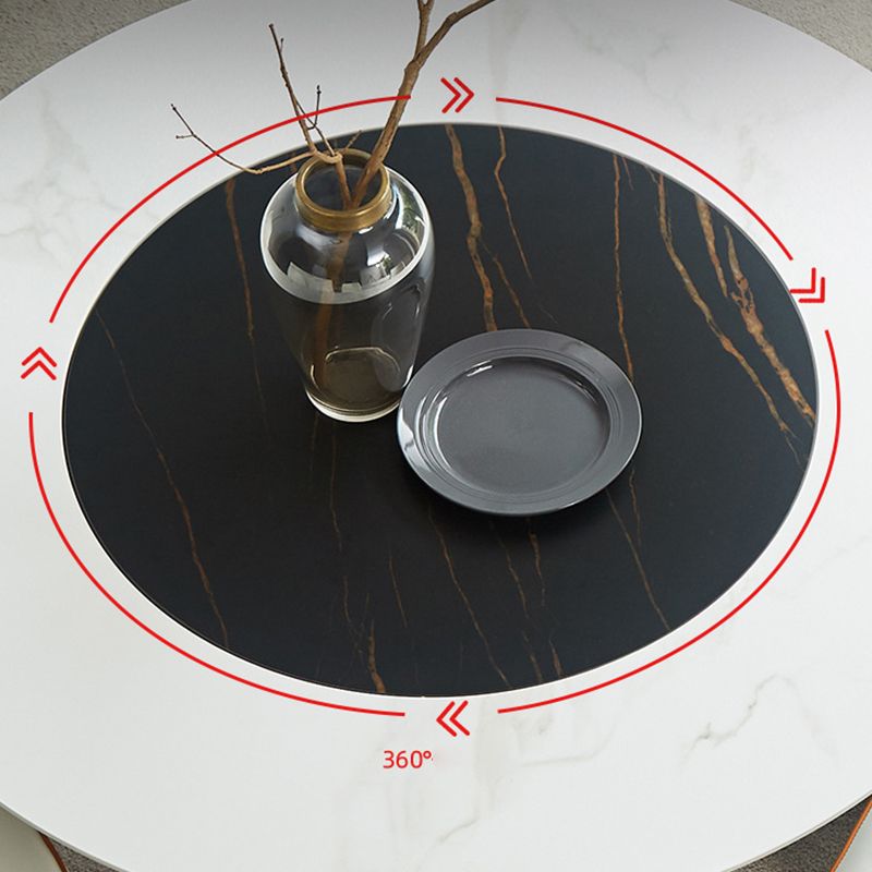 Glam Dining Round Table Sintered Stone Table with Metal Legs for Home Clearhalo 'Dining Tables & Seating' 'Dining Tables' 'dining_table' 'furn' 'furn_dining_table' 'Furniture' 'Kitchen & Dining Furniture' 1200x1200_3efa02f1-6804-452a-8341-902b48da0895
