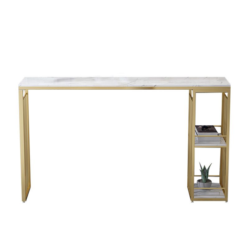 Modern Bar-height Table Stone Bar Table with Gold Base and Storage Clearhalo 'Bar Furniture' 'Bar Tables' 'bar_tables' 'furn' 'furn_bar_tables' 'Furniture' 'Kitchen & Dining Furniture' 1200x1200_3efb837b-ac46-4994-801d-73f626e8e032