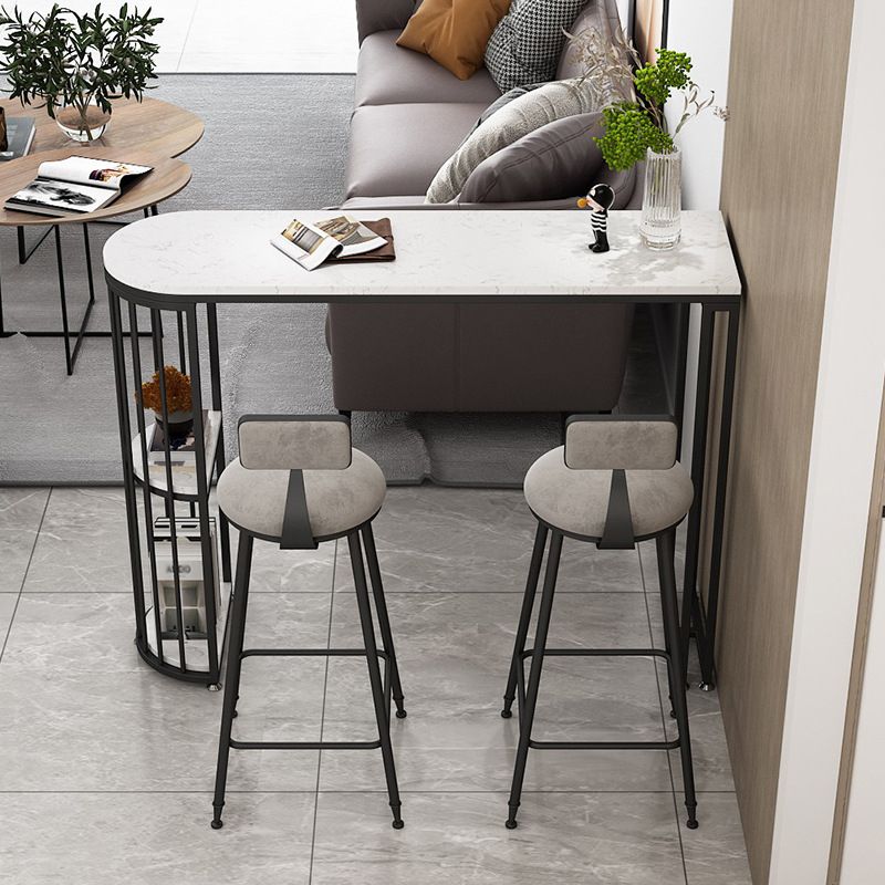 White Stone Bar Dining Table Contemporary Bar Table with Sled Base Clearhalo 'Bar Furniture' 'Bar Tables' 'bar_tables' 'Furniture' 'furniture_bar_tables' 'Kitchen & Dining Furniture' 1200x1200_3efd29c4-8bf3-4235-83e5-df8bd3c721e3