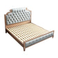 Victorian Style Bed Frame Rubberwood Bed with Upholstered Headboard