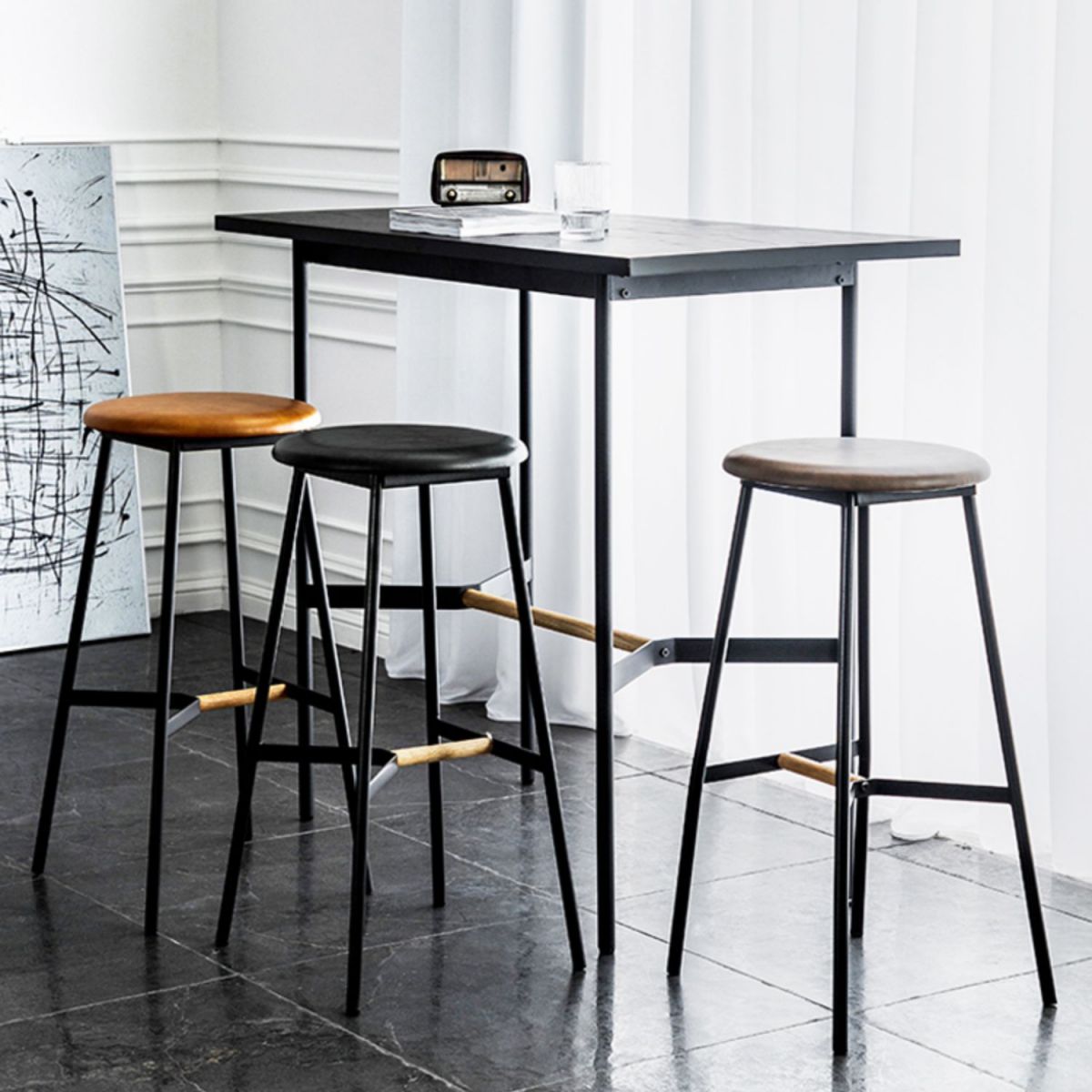 Industrial Backless Bar-stool PU Leather Bar Stool with Metal Legs Clearhalo 'Bar Furniture' 'Bar Stools' 'bar_stools' 'Furniture' 'furniture_bar_stools' 'Kitchen & Dining Furniture' 1200x1200_3f04e54e-6a0b-4cee-b8c4-79821e6f88cc