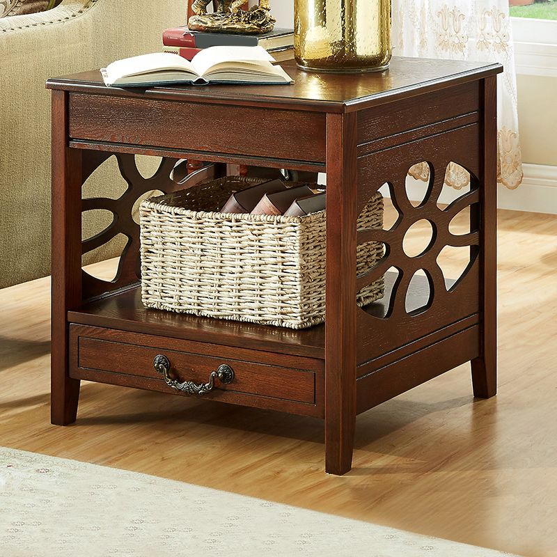 Modern Square Double Tier End Table Solid Wood 4 Legs End Table Clearhalo 'Coffee & Accent Tables' 'End & Side Tables' 'end_side_tables' 'furn' 'furn_end_side_tables' 'Furniture' 'Living Room Furniture' 1200x1200_3f052721-c618-41cf-b39a-a567a895ced8