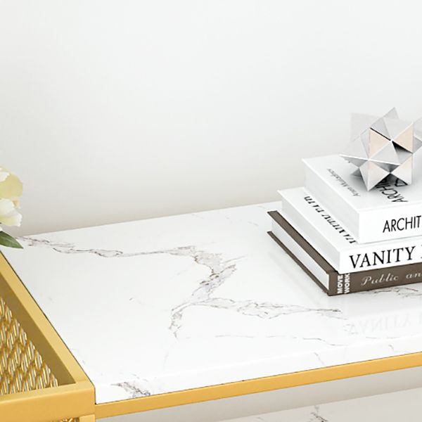 Tavolo console in marmo glam rettangolo bianco tavolo accento per la sala