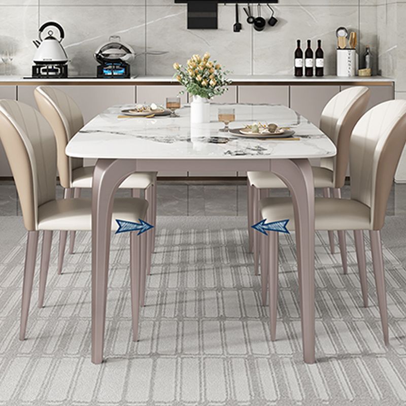 Modern Rectangular Table Sintered Stone Dining Table with 4 Legs for Home Clearhalo 'Dining Tables & Seating' 'Dining Tables' 'dining_table' 'furn' 'furn_dining_table' 'Furniture' 'Kitchen & Dining Furniture' 1200x1200_3f0592f6-8820-430d-ae8f-baed778117fb