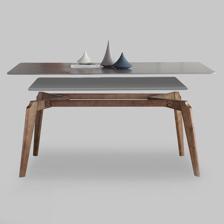 Mid-Century Gray Sintered Stone Table Rectangle Standard Dining Table for Kitchen Clearhalo ' dining_table' 'Dining Tables & Seating' 'Dining Tables' 'furn' 'furn_dining_table' 'Furniture' 'furniture_dining_table' 'Kitchen & Dining Furniture' 'kitchen&dining_furn' 'kitchen' 'kitchen_dining_table' 1200x1200_3f05ca6f-0f05-4836-ac6e-9c059a775408