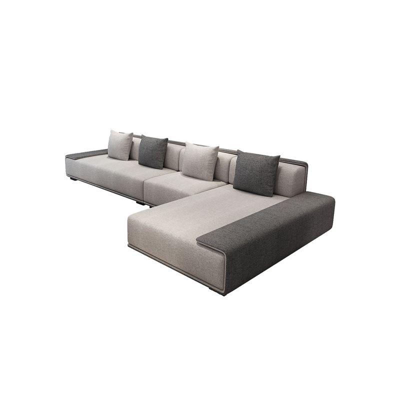 Contemporary L-Shape Sofa & Chaise with Bolster Pillows for Living Room Clearhalo 'furn' 'furn_sectionals' 'Furniture' 'Living Room Furniture' 'Sectionals' 1200x1200_3f0705f4-5d3c-469b-8839-4f3754237640