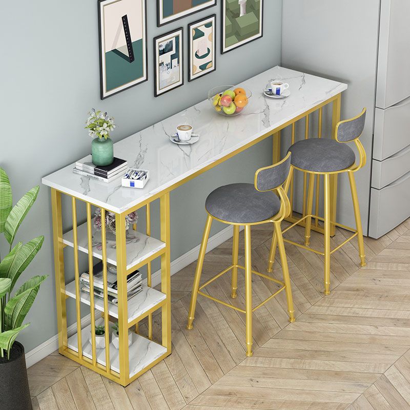 Faux Marble Counter Height Bar Table Glam Metal Base Counter Wine Table Clearhalo 'Bar Furniture' 'Bar Tables' 'bar_tables' 'furn' 'furn_bar_tables' 'Furniture' 'Kitchen & Dining Furniture' 1200x1200_3f070fbc-6471-4f60-bd31-efc125962172