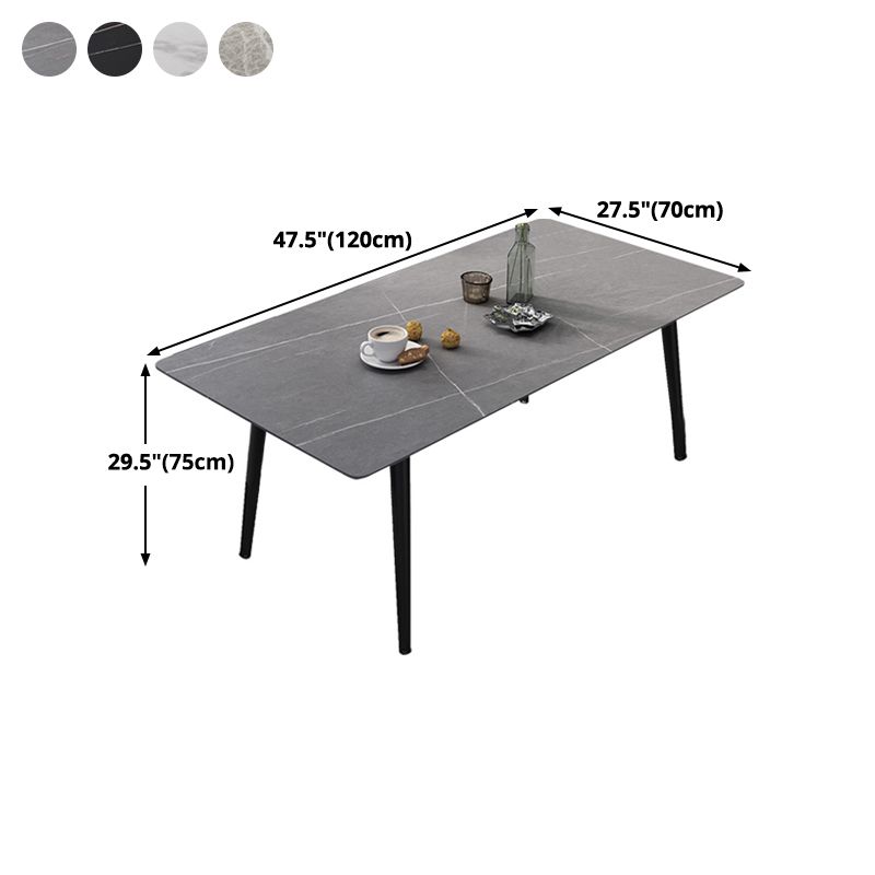 Metal Industrial Rectangle Dining Table Sintered Stone Top Table with Black Legs Clearhalo ' dining_table' 'Dining Tables & Seating' 'Dining Tables' 'furn' 'furn_dining_table' 'Furniture' 'furniture_dining_table' 'Kitchen & Dining Furniture' 'kitchen&dining_furn' 'kitchen' 'kitchen_dining_table' 1200x1200_3f0728b9-0848-4b71-9445-b772750178de
