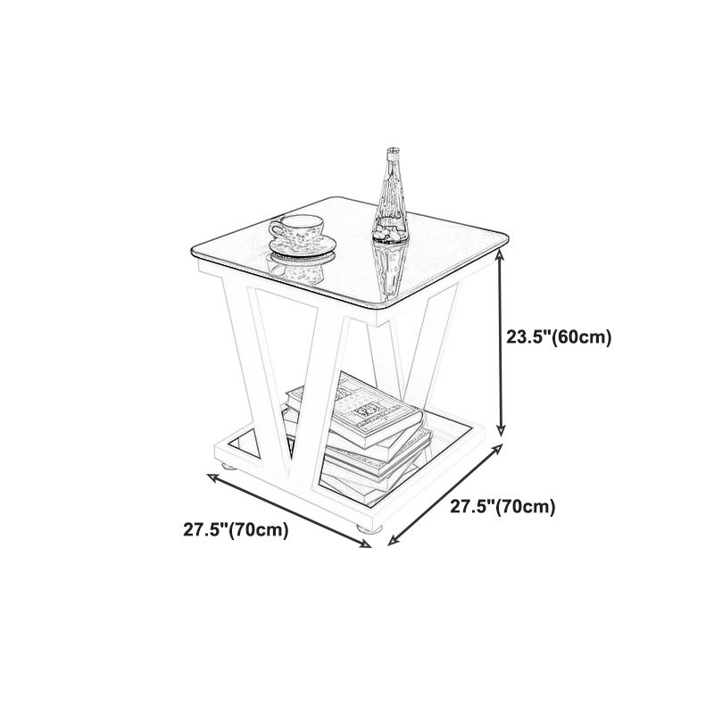 Modern Metal Frame 1 Coffee Table Black/White Square Glass Top Table Clearhalo 'Coffee & Accent Tables' 'Coffee Tables' 'coffee_tables' 'furn' 'furn_coffee_tables' 'Furniture' 'furniture_coffee_tables' 'Living Room Furniture' 1200x1200_3f0934de-a963-4c9e-92d2-335d526e3039